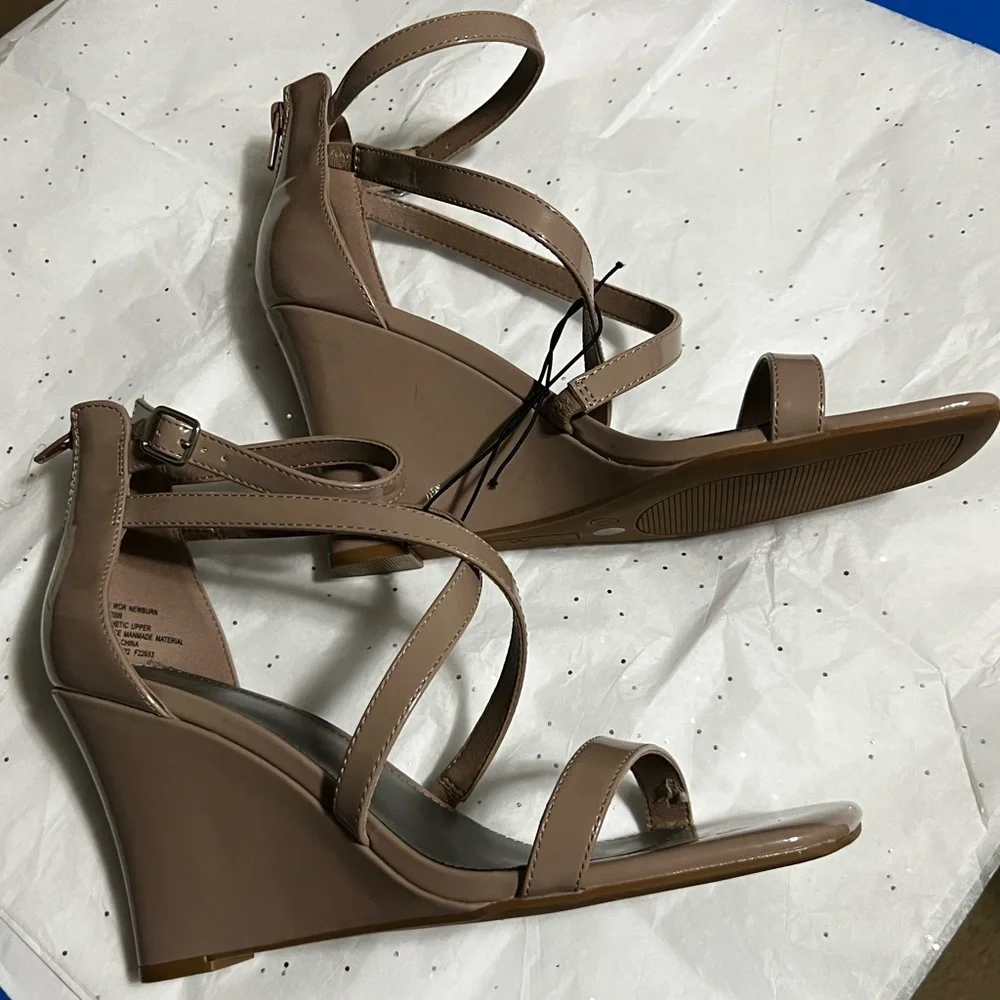 Worthington Patent Wedge Strappy Heels
